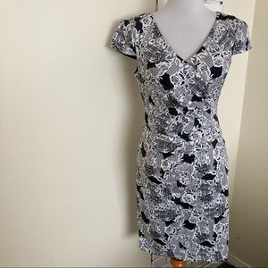 ModCloth Dress Lace Print Gathered